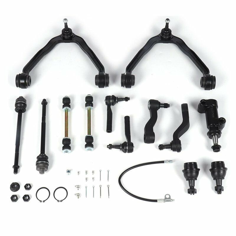 DLZ 8 Pcs Front Suspension Kit-Inner Outer Tie Rod End Sway Bar Idler Arm Bracket Assembly Pitman Arm Grooves Compatible with Chevrolet Silverado GMC Sierra 1500 2500 Yukon Tahoe Cadillac Escalade