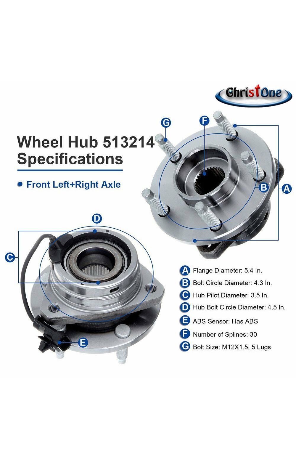 Premium Quality 513254x2 Pair Front Wheel Hub & Bearing Assy Lifetime Warranty 